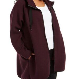 Calvin Klein Performance Plus Size Hooded Warm-up Jacket In Burgundy
